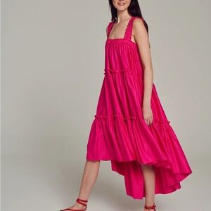 Devotion TWINS Tinos hot pink 100% cotton tiered Dress $264